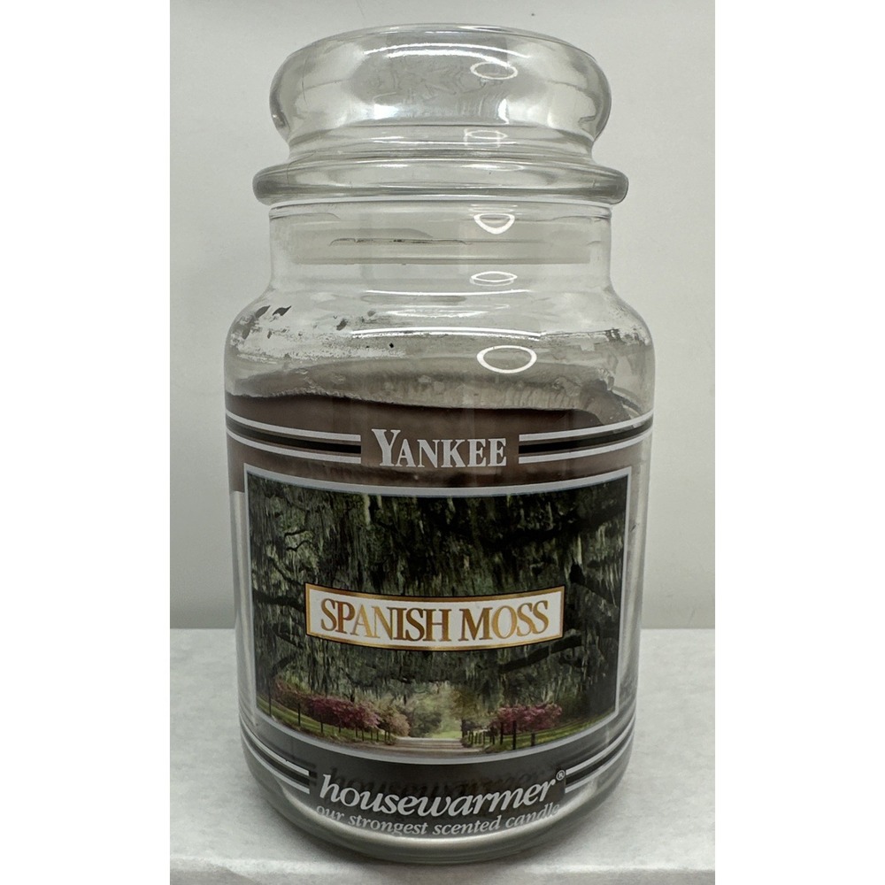 Yankee Candle Retired SPANISH MOSS Housewarmer Black Band Discontinued 60% Full